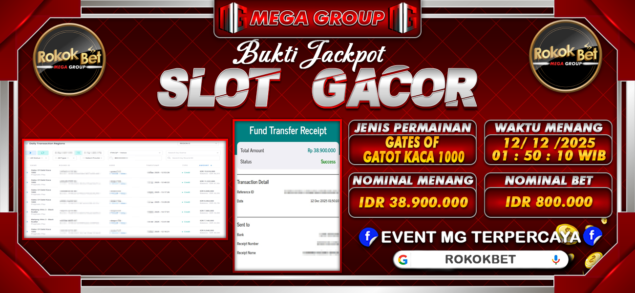 Bukti JP situs Rokokbet hari Jumat, 12 Desember 2025