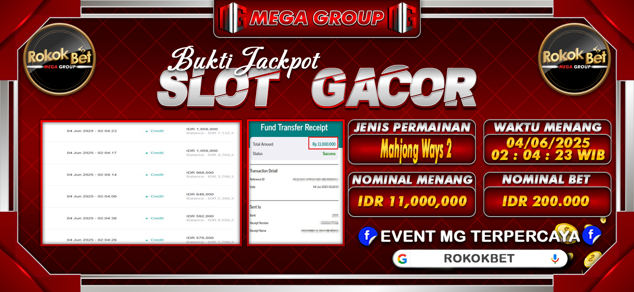 Bukti JP situs Rokokbet hari Rabu, 04 Juni 2025