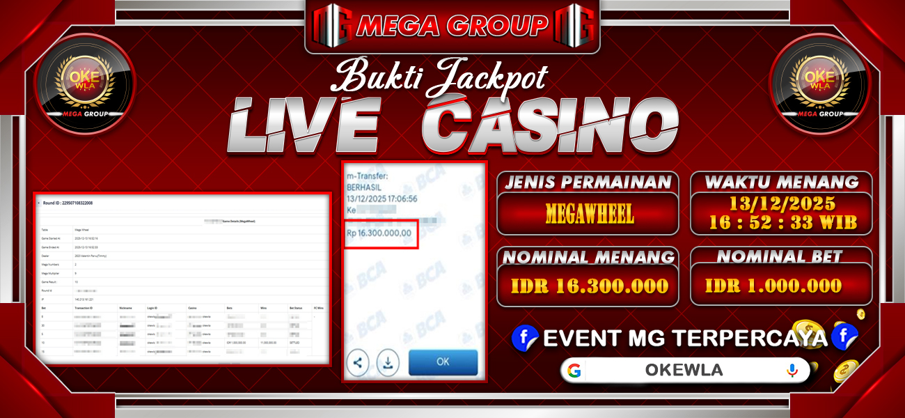 Bukti JP situs Okewla hari Sabtu, 13 Desember 2025