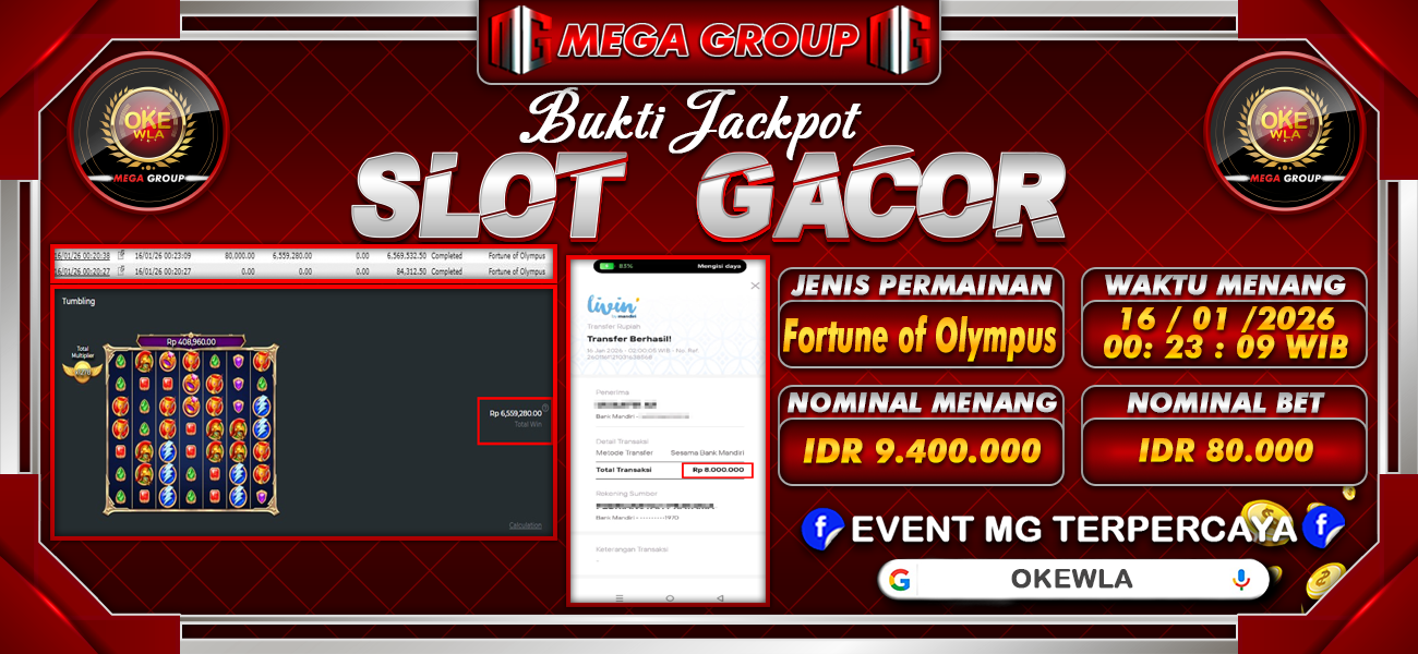 Bukti JP situs Okewla hari Jumat, 16 Januari 2026