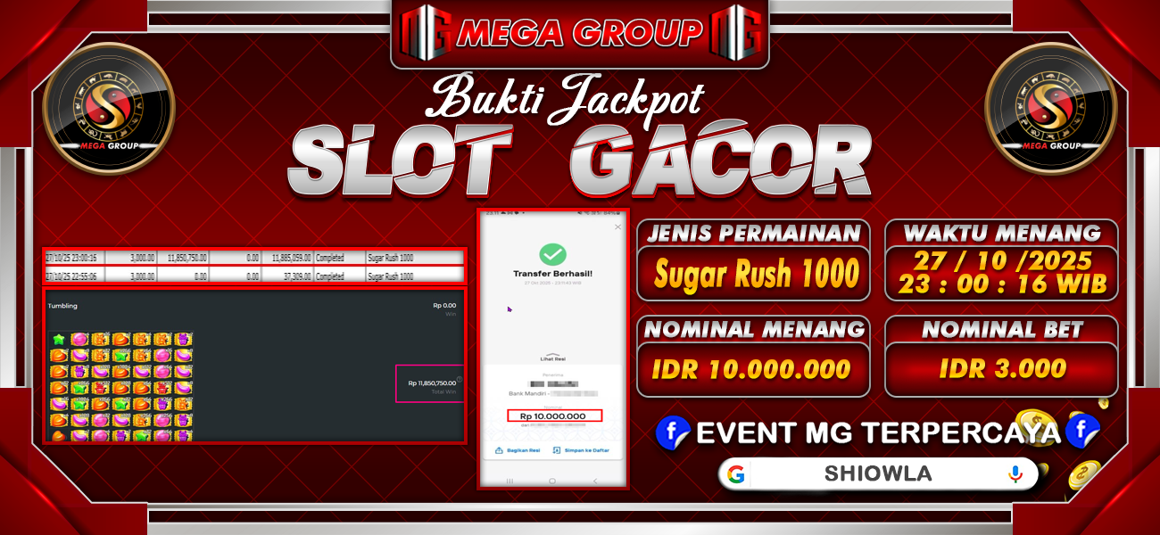 Bukti JP situs Shiowla hari Senin, 27 Oktober 2025