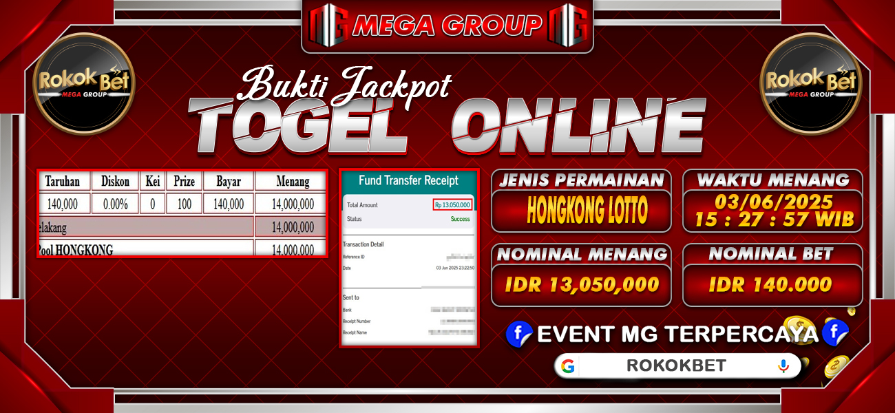 Bukti JP situs Rokokbet hari Rabu, 04 Juni 2025