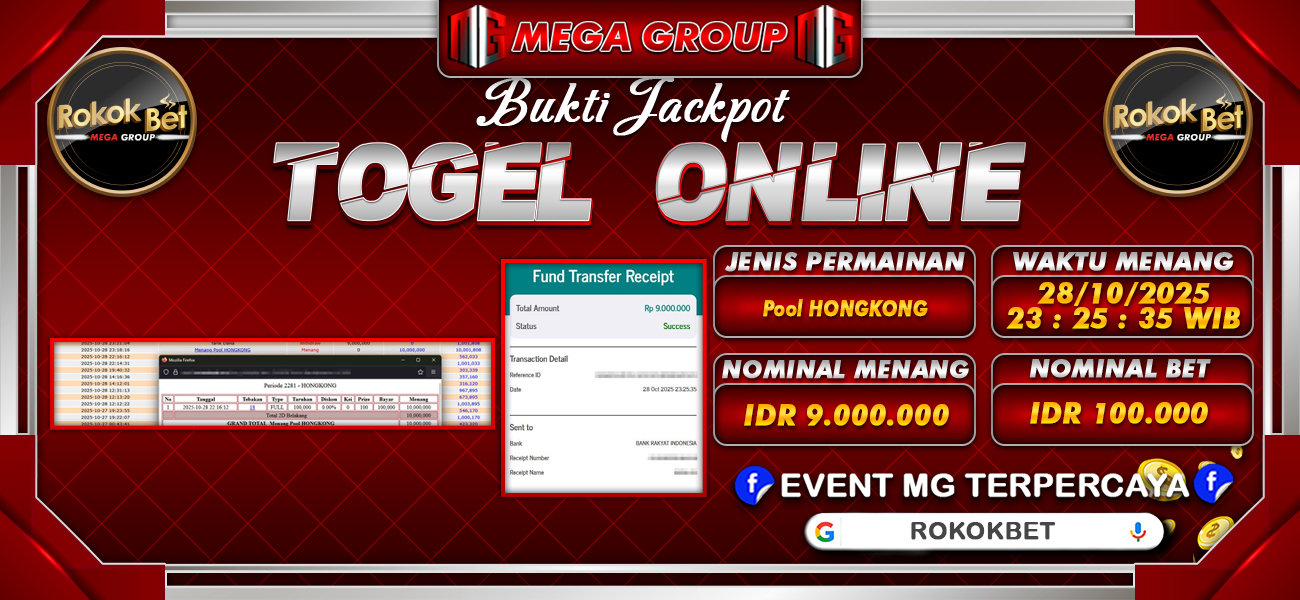 Bukti JP situs Rokokbet hari Selasa, 28 Oktober 2025